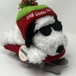 Snoopy One Cool Dude 12" Sledding Hallmark Sunglasses Hat Plush Christmas Wintet